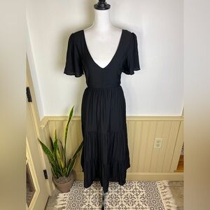 Lulus NWT Black Cut Out Tiered Maxi Dress S Whimsigoth Witchy Halloween Gothic